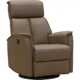 Sylas Manual Swivel Glider Recliner in Tucker Taupe Top-Grain Leather